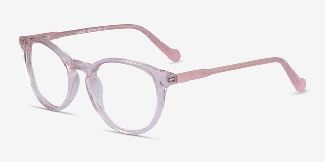 Amaze Clear Pink AcetateEyeglass Frames from EyeBuyDirect, Angle View