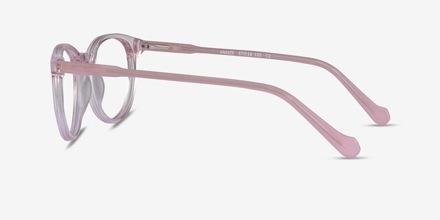 Amaze Clear Pink AcetateEyeglass Frames from EyeBuyDirect, Side View