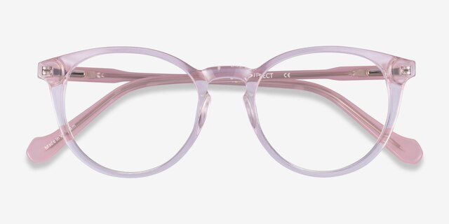 Amaze Clear Pink AcetateEyeglass Frames from EyeBuyDirect, Closed View