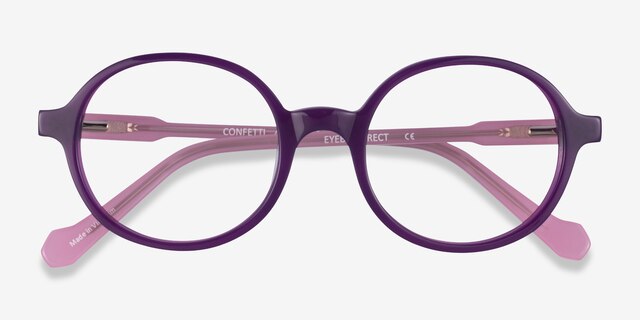 Confetti Purple Pink AcetateEyeglass Frames from EyeBuyDirect, Closed View