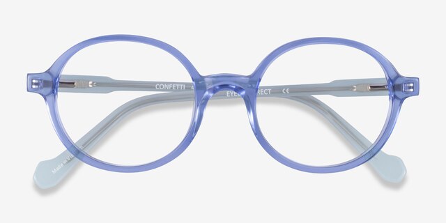 Confetti Clear Blue AcétateMontures de lunettes de vue d'EyeBuyDirect, Vue Rapprochée