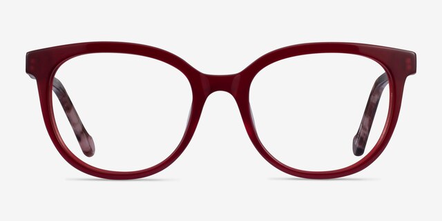 Popcorn Red Floral AcetateEyeglass Frames from EyeBuyDirect, Front View