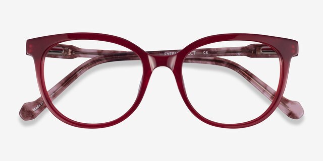 Popcorn Red Floral AcetateEyeglass Frames from EyeBuyDirect, Closed View