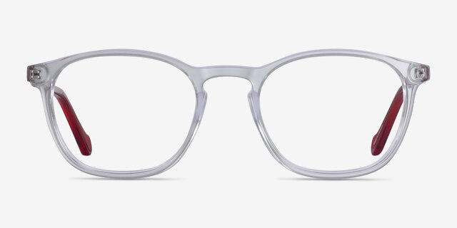 Skate Clear Red AcétateMontures de lunettes de vue d'EyeBuyDirect, Vue de Face