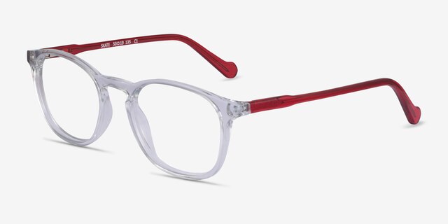 Skate Clear Red AcétateMontures de lunettes de vue d'EyeBuyDirect, Vue d'Angle