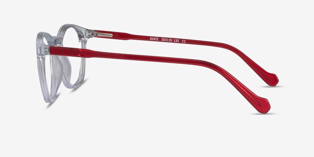 Skate Clear Red AcétateMontures de lunettes de vue d'EyeBuyDirect, Vue de Côté