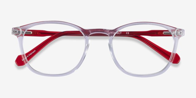 Skate Clear Red AcétateMontures de lunettes de vue d'EyeBuyDirect, Vue Rapprochée