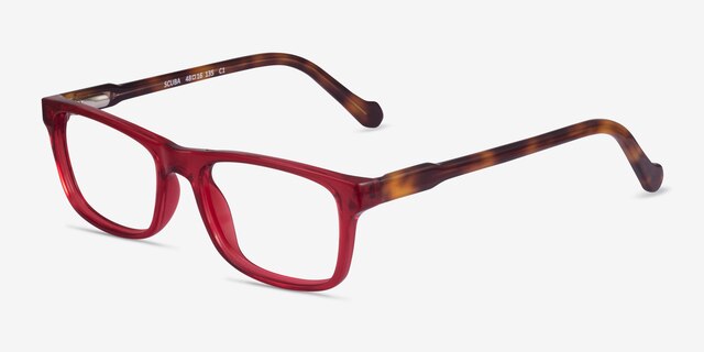 Scuba Red Tortoise AcetateEyeglass Frames from EyeBuyDirect, Angle View