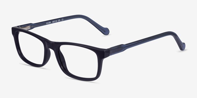 Scuba Dark Purple Clear Blue AcetateEyeglass Frames from EyeBuyDirect, Angle View
