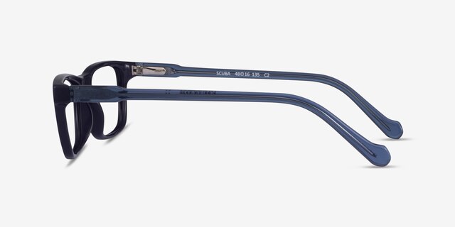 Scuba Dark Purple Clear Blue AcetateEyeglass Frames from EyeBuyDirect, Side View