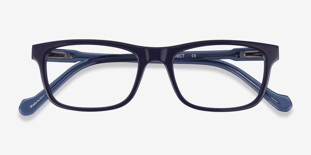 Scuba Dark Purple Clear Blue AcetateEyeglass Frames from EyeBuyDirect, Closed View