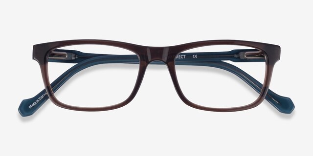 Scuba Brown Blue AcetateEyeglass Frames from EyeBuyDirect, Closed View