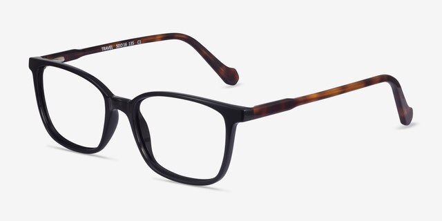 Travel Black Tortoise AcetateEyeglass Frames from EyeBuyDirect, Angle View
