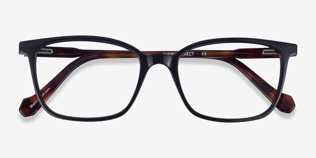 Travel Black Tortoise AcetateEyeglass Frames from EyeBuyDirect, Closed View