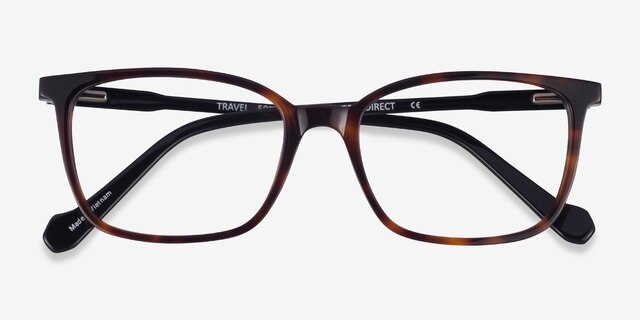 Travel Tortoise Black AcetateEyeglass Frames from EyeBuyDirect, Closed View