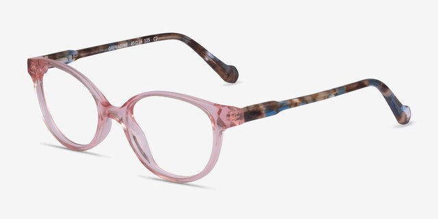 Grenadine Clear Pink Floral AcetateEyeglass Frames from EyeBuyDirect, Angle View