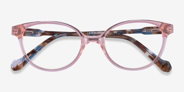 Grenadine Clear Pink Floral AcetateEyeglass Frames from EyeBuyDirect, Closed View