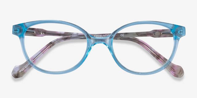 Grenadine Clear Blue Floral AcetateEyeglass Frames from EyeBuyDirect, Closed View