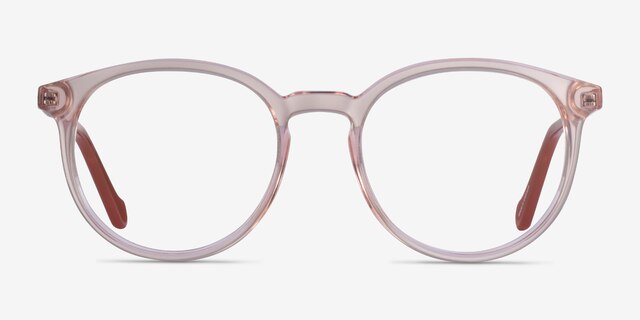 Saturn Clear Pink Terracotta AcetateEyeglass Frames from EyeBuyDirect, Front View