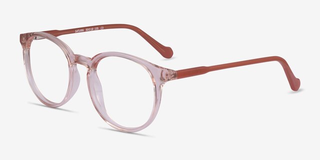 Saturn Clear Pink Terracotta AcetateEyeglass Frames from EyeBuyDirect, Angle View