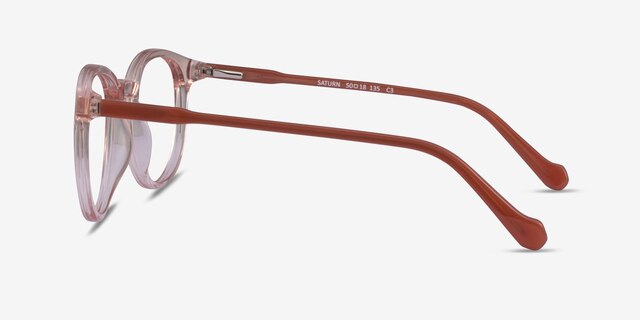 Saturn Clear Pink Terracotta AcetateEyeglass Frames from EyeBuyDirect, Side View