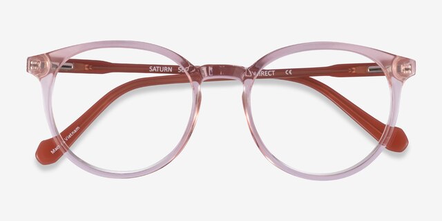 Saturn Clear Pink Terracotta AcetateEyeglass Frames from EyeBuyDirect, Closed View