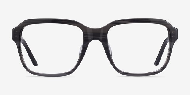 Neat Striped Gray AcétateMontures de lunettes de vue d'EyeBuyDirect, Vue de Face