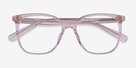 Latte Clear Pink Acétate Montures de lunettes de vue d'EyeBuyDirect, Vue Rapprochée
