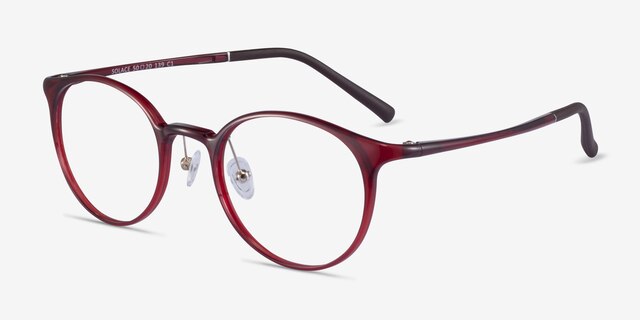 Solace Red PlasticEyeglass Frames from EyeBuyDirect, Angle View