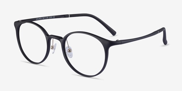 Solace Matte Black PlastiqueMontures de lunettes de vue d'EyeBuyDirect, Vue d'Angle