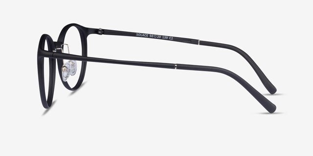 Solace Matte Black PlastiqueMontures de lunettes de vue d'EyeBuyDirect, Vue de Côté