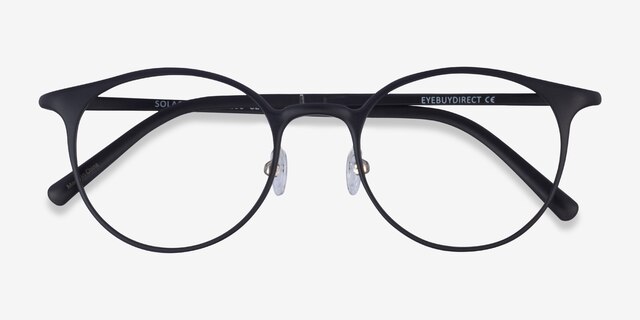 Solace Matte Black PlastiqueMontures de lunettes de vue d'EyeBuyDirect, Vue Rapprochée