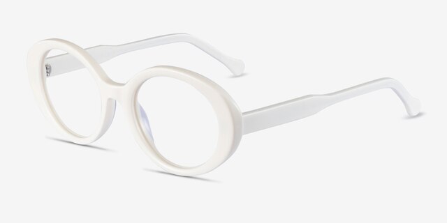 Bree White AcetateEyeglass Frames from EyeBuyDirect, Angle View