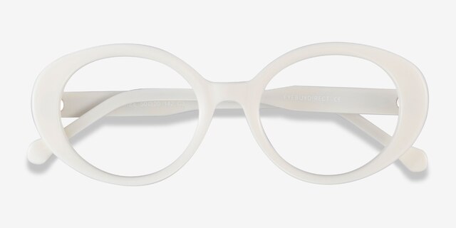 Bree White AcetateEyeglass Frames from EyeBuyDirect, Closed View