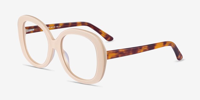 Tess Cream & Tortoise AcetateEyeglass Frames from EyeBuyDirect, Angle View