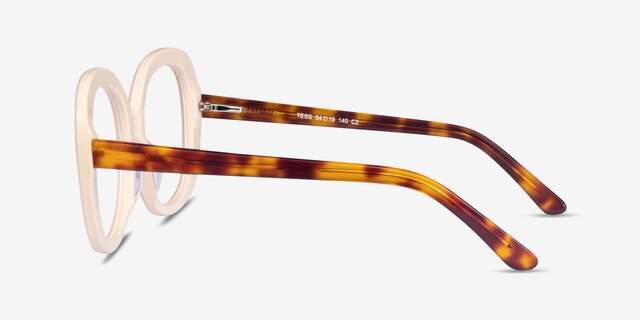 Tess Cream & Tortoise AcetateEyeglass Frames from EyeBuyDirect, Side View