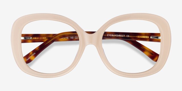 Tess Cream & Tortoise AcetateEyeglass Frames from EyeBuyDirect, Closed View