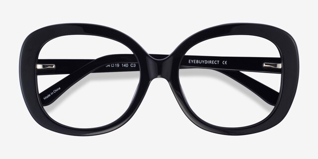 Tess Black AcetateEyeglass Frames from EyeBuyDirect, Closed View