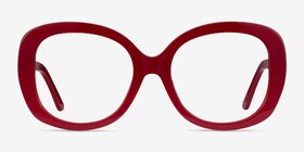 Tess Burgundy Acétate Montures de lunettes de vue d'EyeBuyDirect, Vue de Face