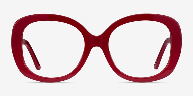 Tess Burgundy AcetateEyeglass Frames from EyeBuyDirect, Front View