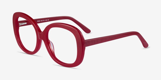 Tess Burgundy AcetateEyeglass Frames from EyeBuyDirect, Angle View