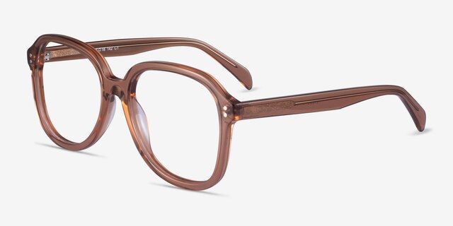 Tripp Clear Brown AcetateEyeglass Frames from EyeBuyDirect, Angle View