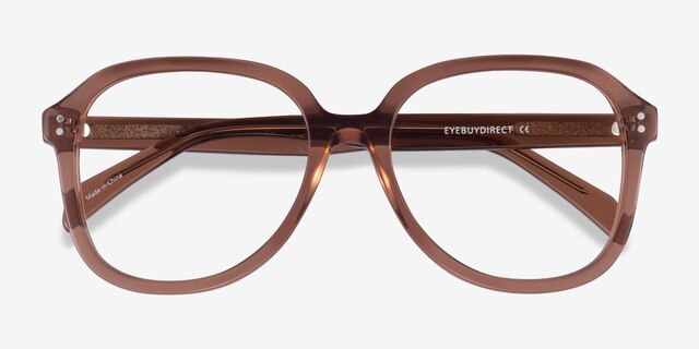 Tripp Clear Brown AcetateEyeglass Frames from EyeBuyDirect, Closed View