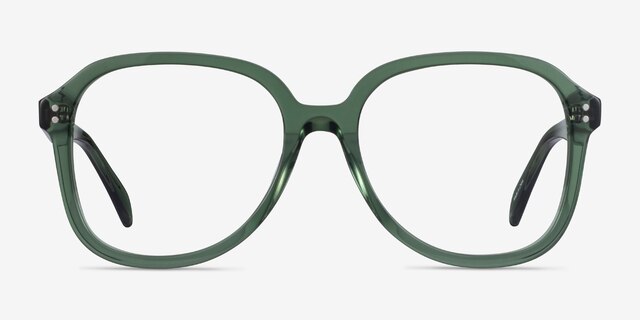 Tripp Clear Green AcétateMontures de lunettes de vue d'EyeBuyDirect, Vue de Face