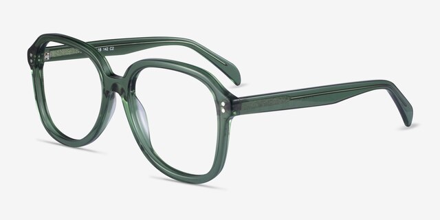 Tripp Clear Green AcétateMontures de lunettes de vue d'EyeBuyDirect, Vue d'Angle