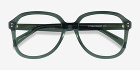 Tripp Clear Green Acétate Montures de lunettes de vue d'EyeBuyDirect, Vue Rapprochée