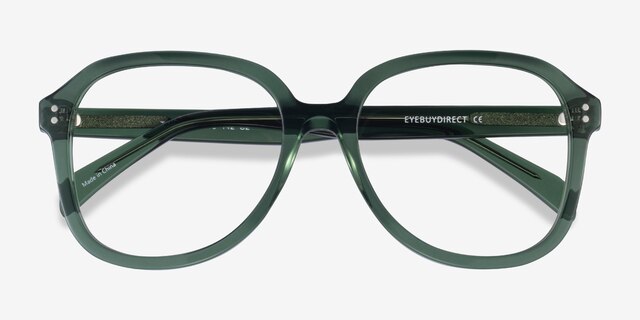 Tripp Clear Green AcétateMontures de lunettes de vue d'EyeBuyDirect, Vue Rapprochée