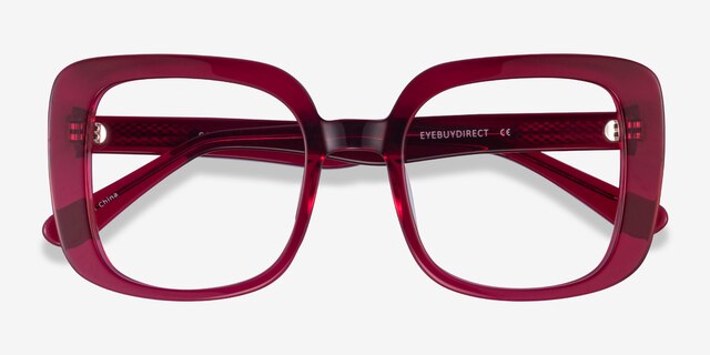 Calista Raspberry AcetateEyeglass Frames from EyeBuyDirect, Closed View