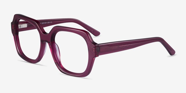 Ellen Clear Purple AcetateEyeglass Frames from EyeBuyDirect, Angle View