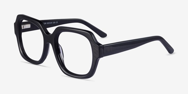 Ellen Black AcetateEyeglass Frames from EyeBuyDirect, Angle View